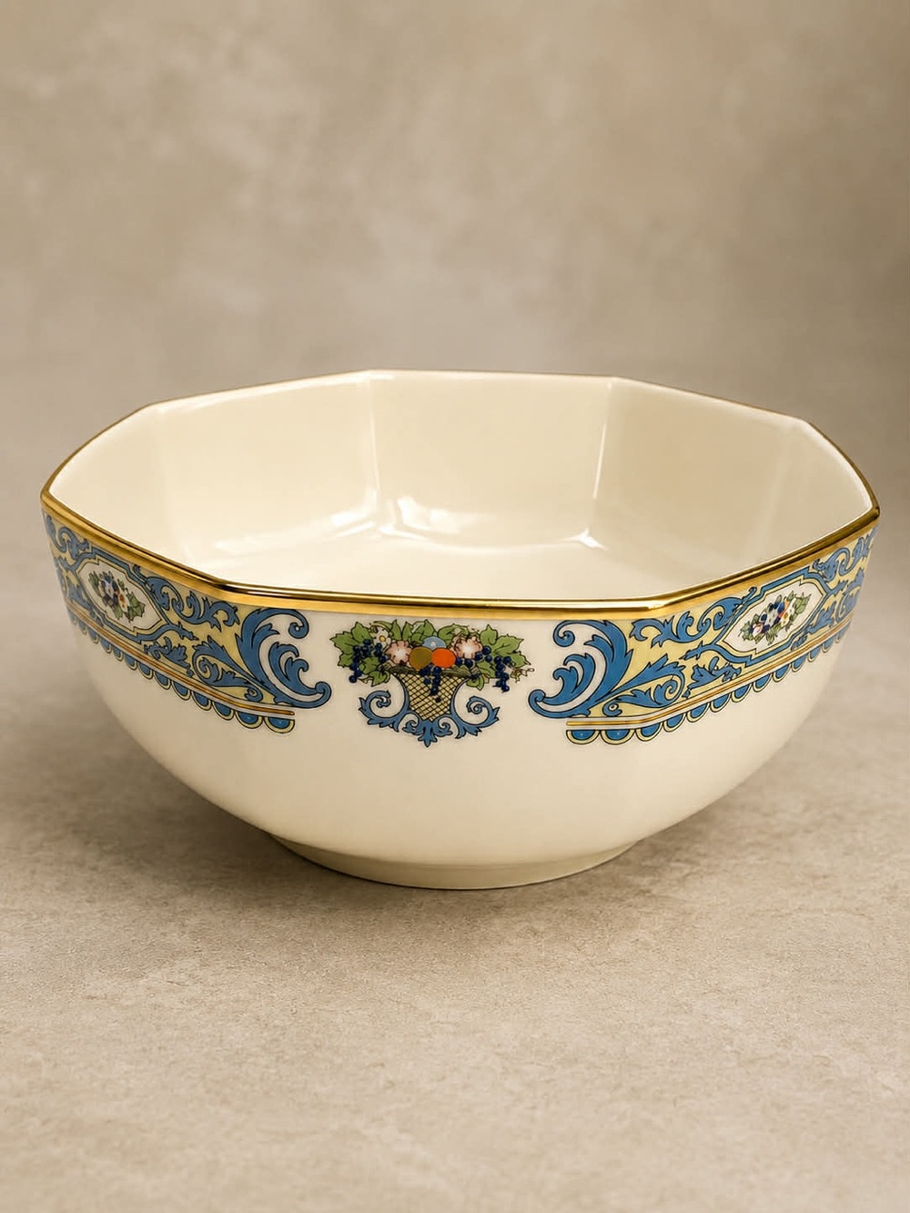 Vintage Lenox Autumn Octagonal Vegetable Serving Bowl Gold Backstamp USA